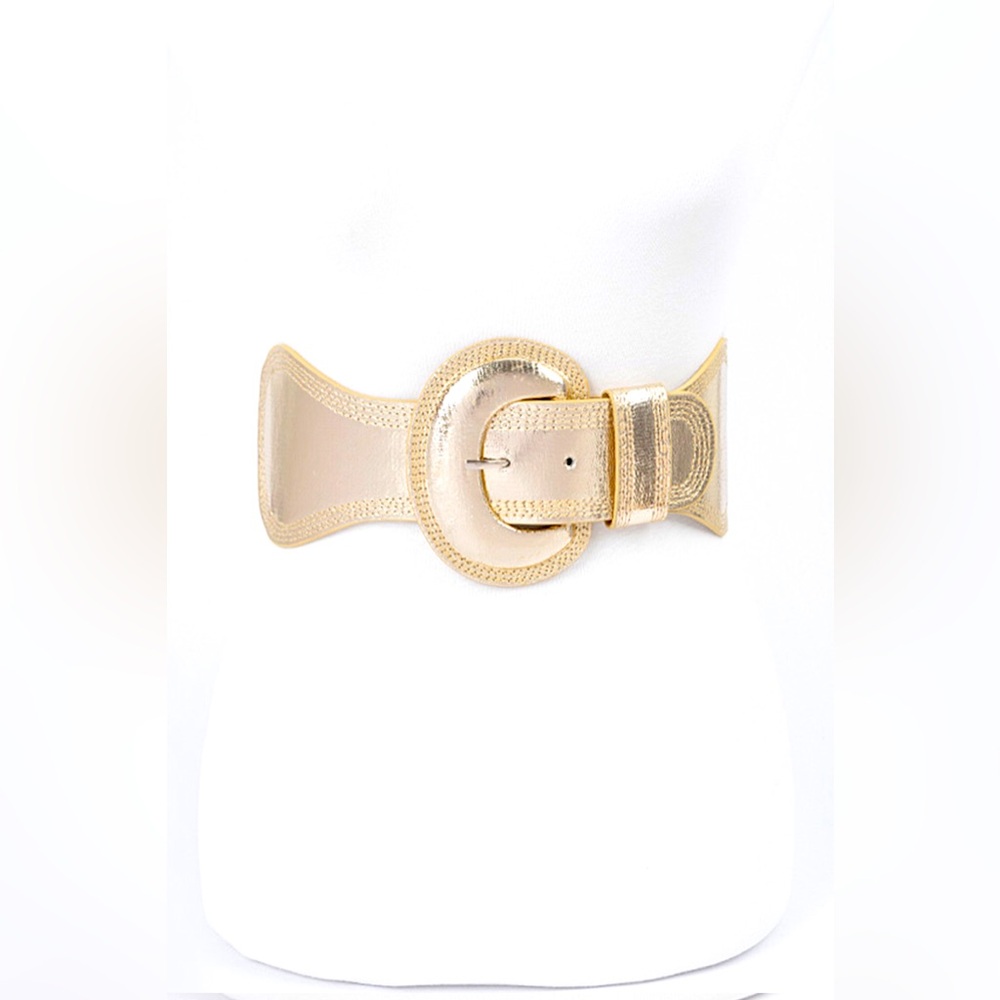 Plus Size Metallic Gold Wide Statement Belt